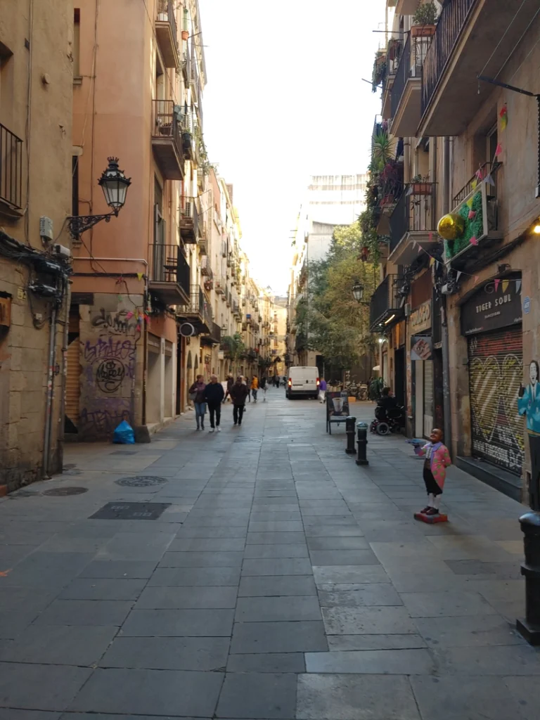 [Alt text: A wide, paved alleyway between tall and old-fashioned stone buildings.]

